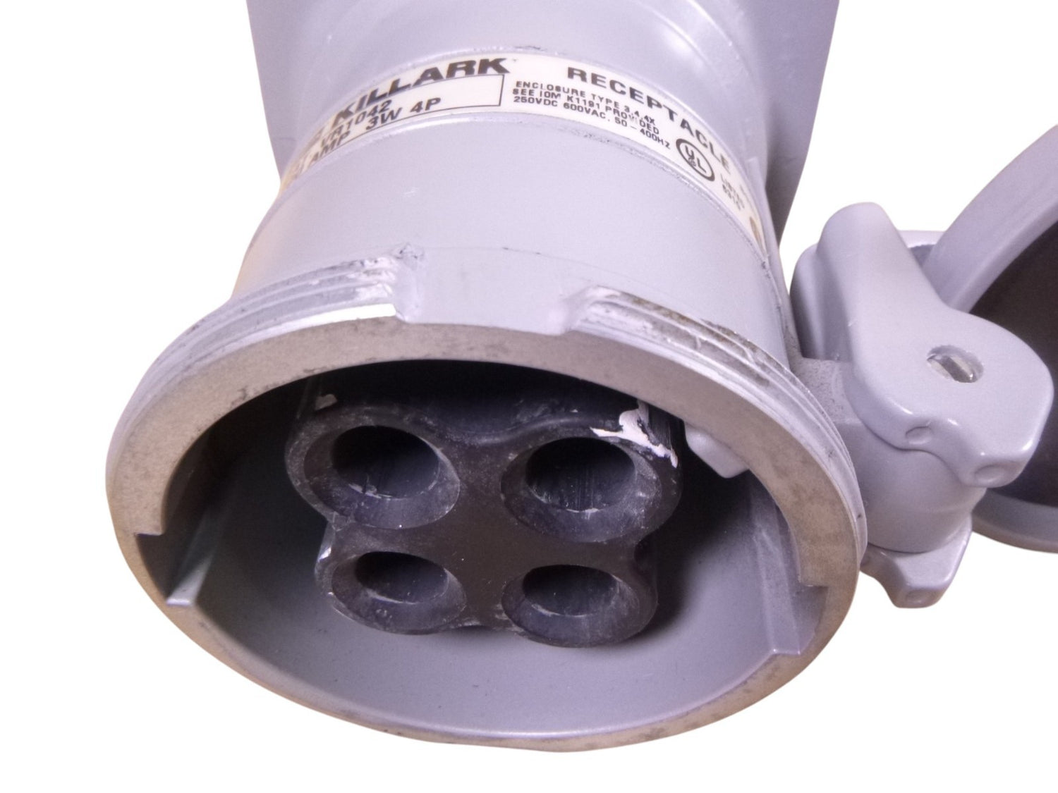 USED KILLARK VR1042 PIN AND SLEEVE RECEPTACLE TYPE 3,4, 4X, 100 AMP 3 WIRE 4 POLE | Electrical MRO Replacement Parts &amp; Components and Commercial Electrical Supplies Company
