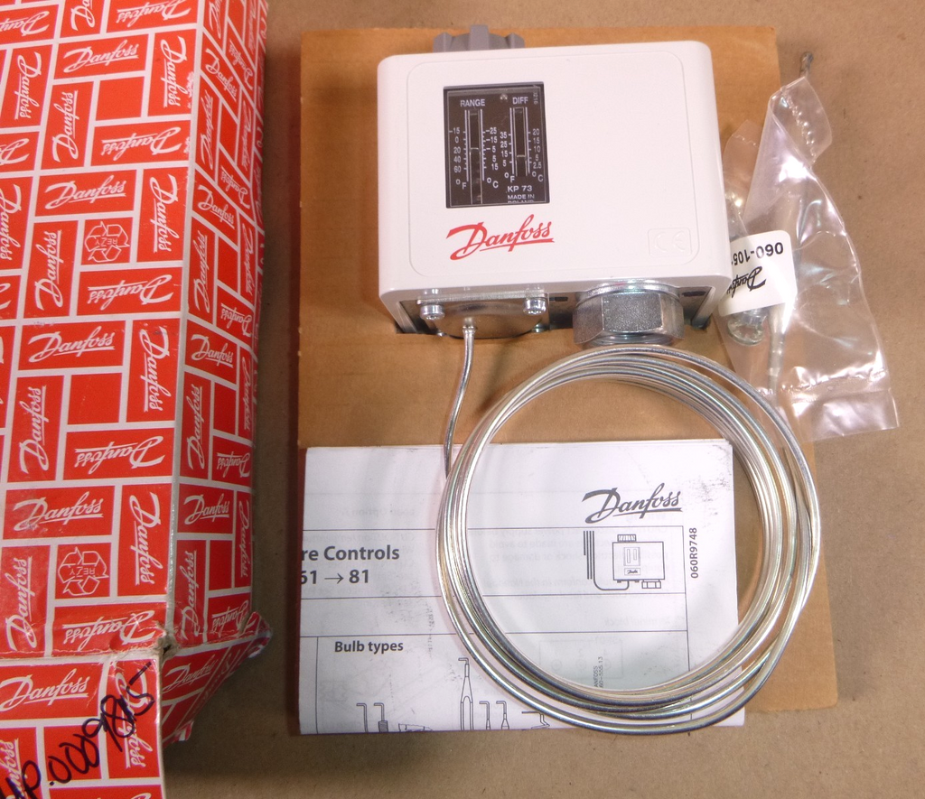 Danfoss KP73 Thermostat 060L114366 Range -15 to 60 Deg F. SPDT 80" Cap Tube | Electrical MRO Replacement Parts & Components and Commercial Electrical Supplies Company