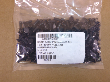 MS16536-174 Brass Tubular Rivets 3/16" Shank x 7/16" Long Black Oxide (1 Lb) | Industrial Replacement Nuts &amp; Bolts Distributor and Machinery Screws &amp; Fasteners Supply