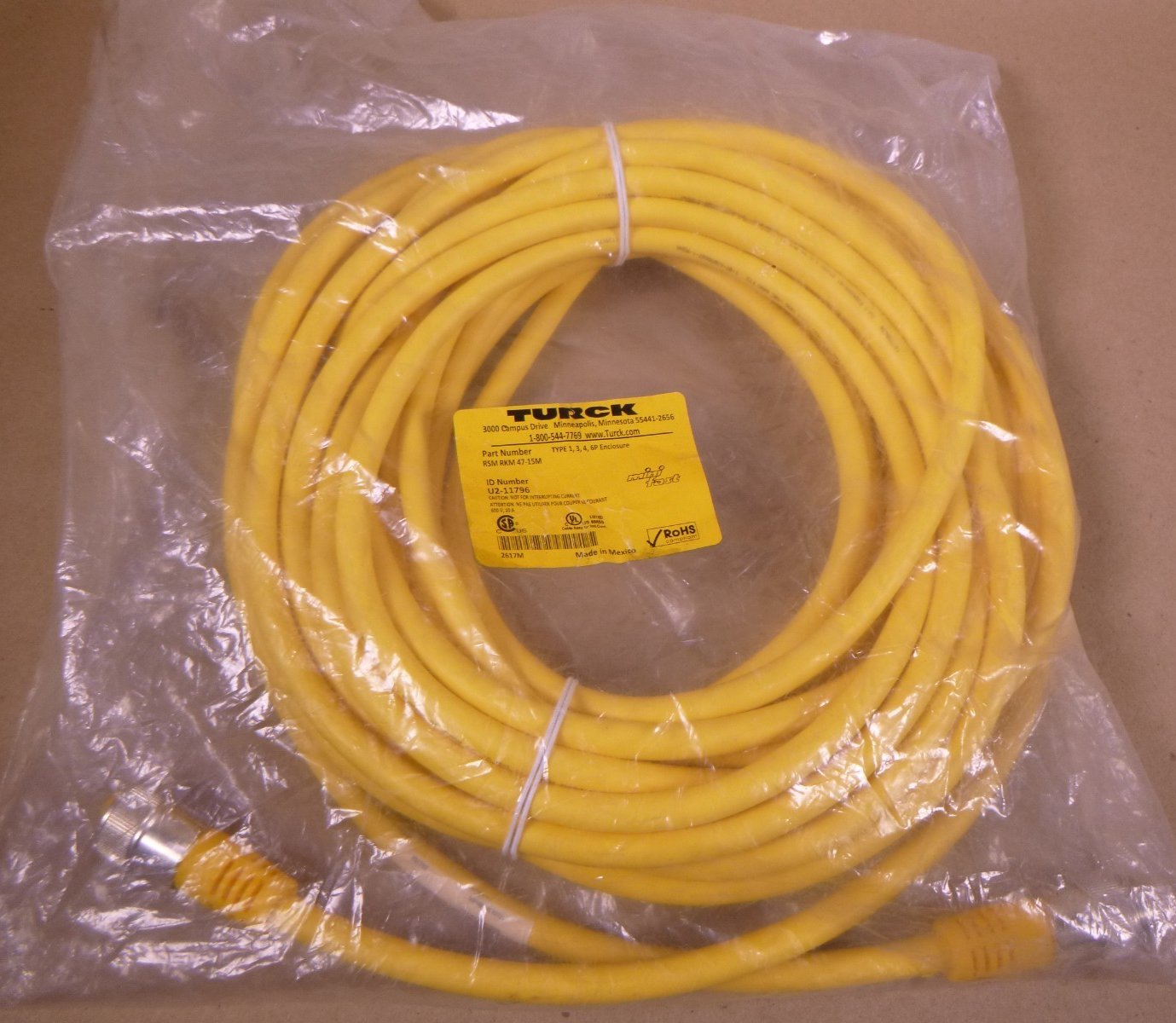 TURCK RSM RKM 47-15M, MINIFAST DOUBLE-ENDED CORDSET 4-PIN , U2-11796 | Electrical MRO Replacement Parts &amp; Components and Commercial Electrical Supplies Company