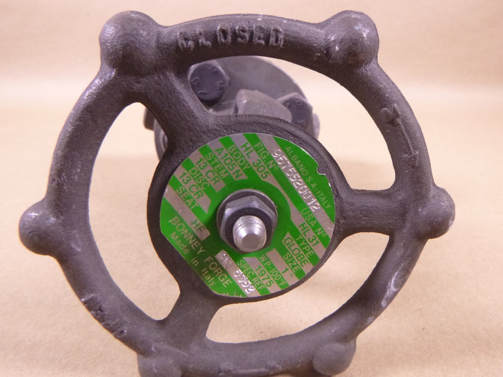 Bonney Forge 1" Gate Globe Valve, HL 305, HL 31, A105N, 13CR, Italy | Industrial MRO Replacement Parts, Manufacturing Machine Parts & Components, Heavy Equipment Parts Supplier