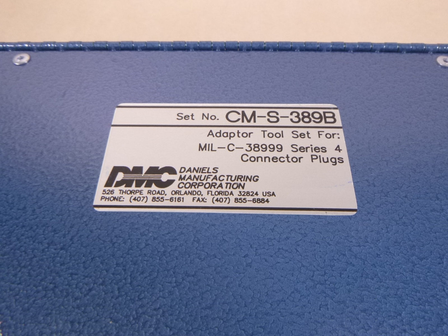 DMC Daniels CM-S-389B Adaptor Tool Set MIL-C-3899 Ser 4 Plugs , 10-Piece Set