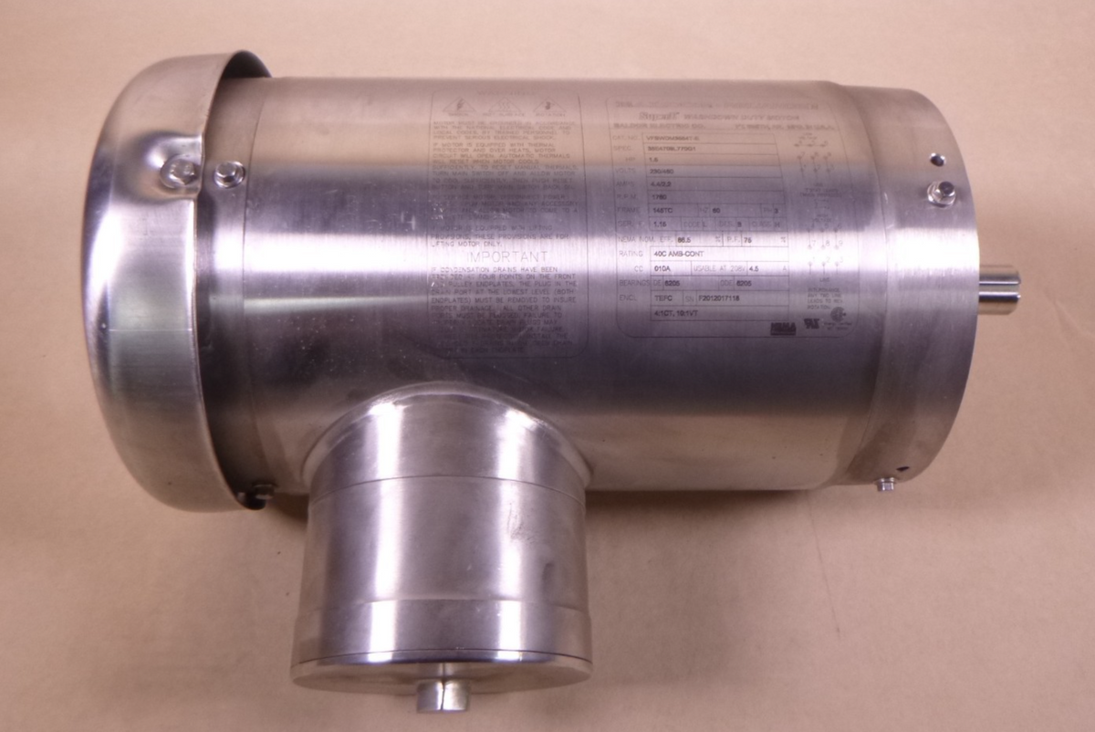 Baldor 1.5HP 1760RPM Stainless SUPER-E Washdown Duty Motor 3PH , VFSWDM3554T-E *MISSING TWO SCREWS* | Industrial Electric Motors, Pumps &amp; Parts