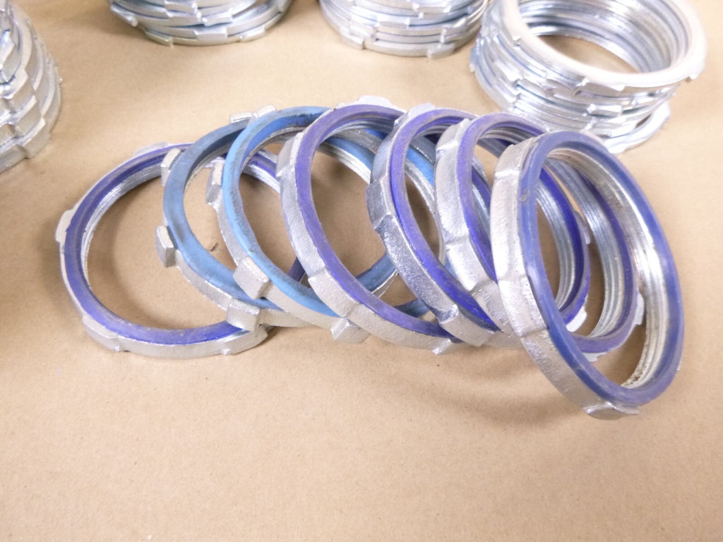 77 Pcs Assorted 3" Inch Steel Conduit Lock Nuts, All Metal, Galvanized & Sealing | Industrial Replacement Nuts & Bolts Distributor and Machinery Screws & Fasteners Supply