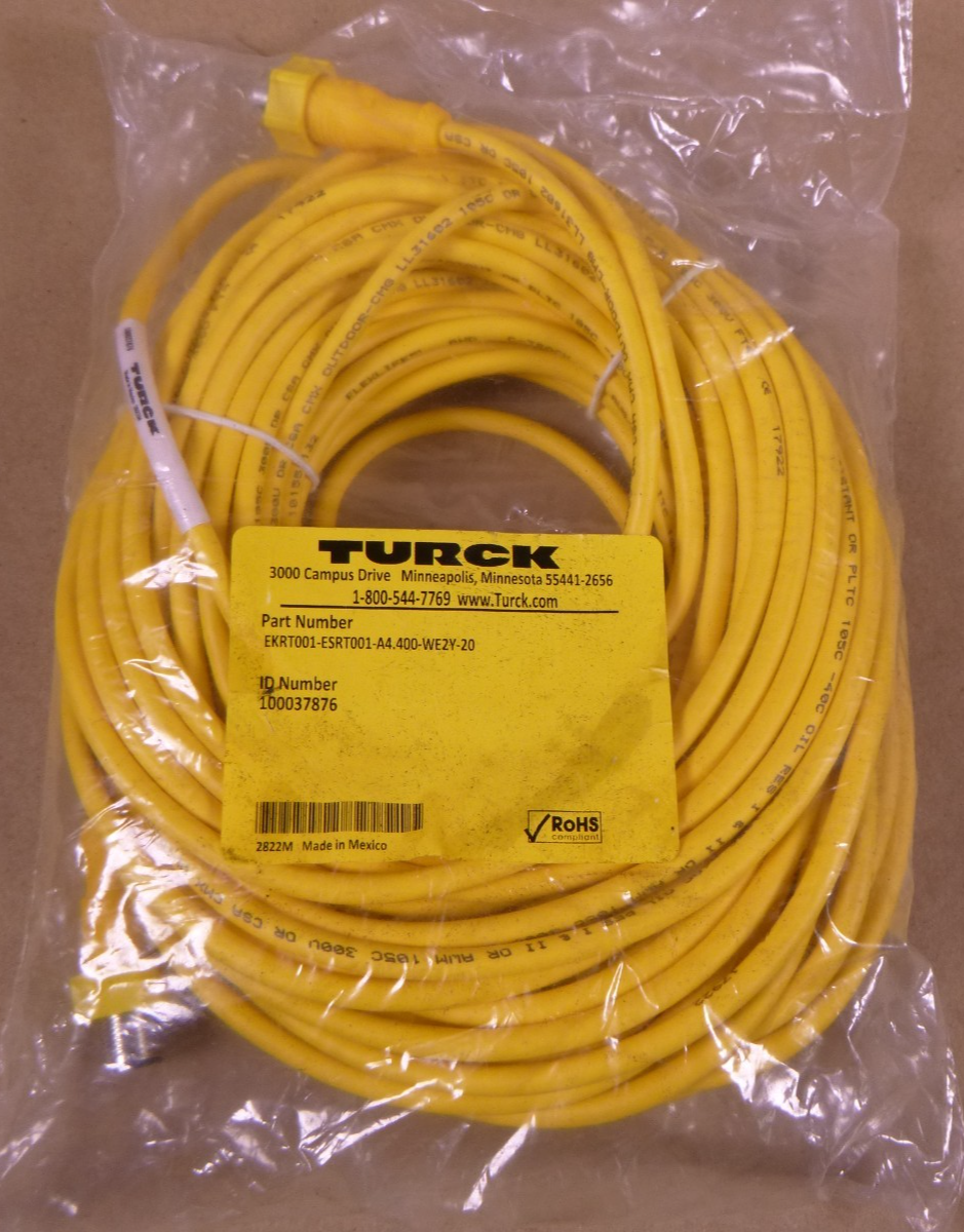 Turck EKRT001-ESRT001-A4.400-WE2Y-20 20M 4-Pin Cable , 100037876 | Electrical MRO Replacement Parts &amp; Components and Commercial Electrical Supplies Company