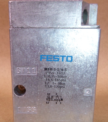 MFH-3-1/4-S Festo Valve 7959 (Solenoid Not Included) | Industrial MRO Replacement Parts, Manufacturing Machine Parts &amp; Components, Heavy Equipment Parts Supplier