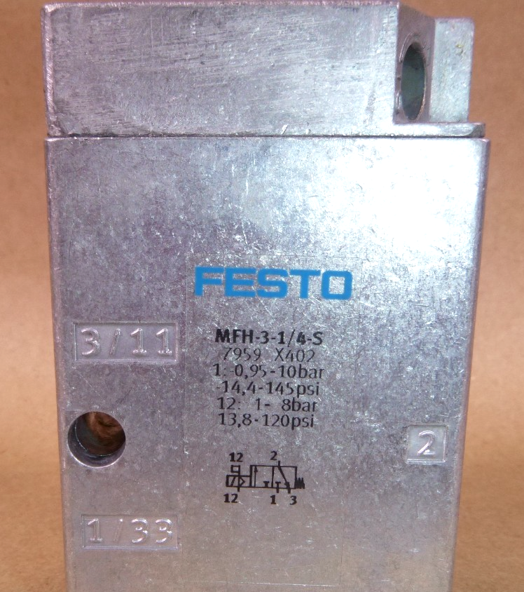 MFH-3-1/4-S Festo Valve 7959 (Solenoid Not Included) | Industrial MRO Replacement Parts, Manufacturing Machine Parts & Components, Heavy Equipment Parts Supplier