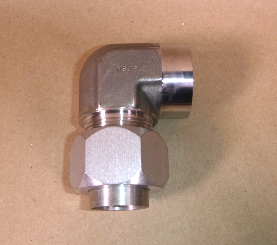 1-1/4" Tube To Pipe Stainless Steel Hydraulic 90° Elbow 37° Flare JIC To FNPT