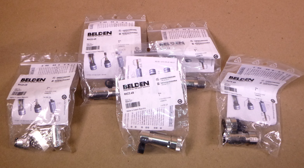 (5 Pcs) M12 Field Attachable Connector: female, straight, 4-pin Belden RKCS 4/9 | Electrical MRO Replacement Parts & Components and Commercial Electrical Supplies Company