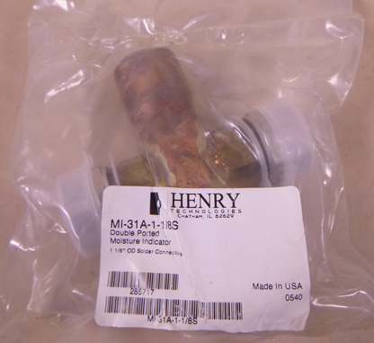 Henry Technologies MI-31A-1-1/8S Double Ported Moisture Himudity Indicator 1-1/8