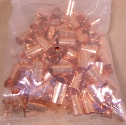 (100 PCS) NDL N-1009 3/8" OD X 1/4" ID CxC Rolled Stop Tube Wrot Copper Coupling