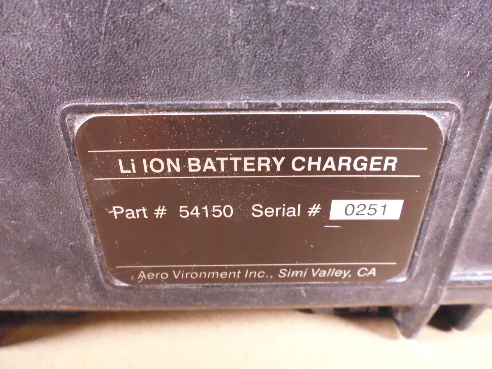 Lithium Ion Battery Charger 54150 20-36VDC 250W Input Aero Vironment Inc. | Industrial MRO Tools and Replacement Industrial Equipment Components