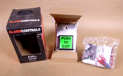 Alarm Controls TS-2 Request to Exit Station 2" Green Square Push Button SS Cover