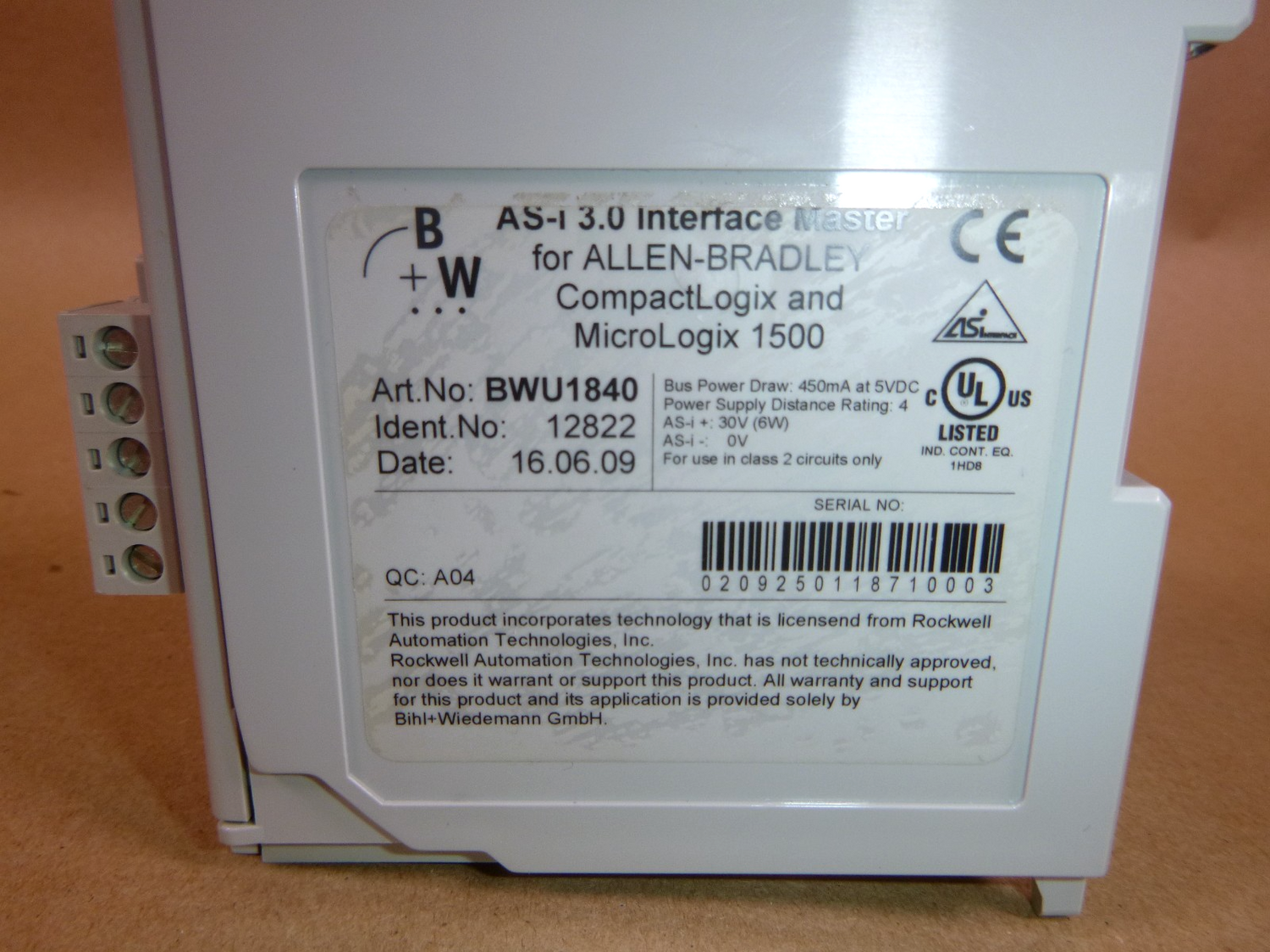 U71003 AS-Interface Backplane Master For Allen Bradley 1769 &amp; Micrologix 1500