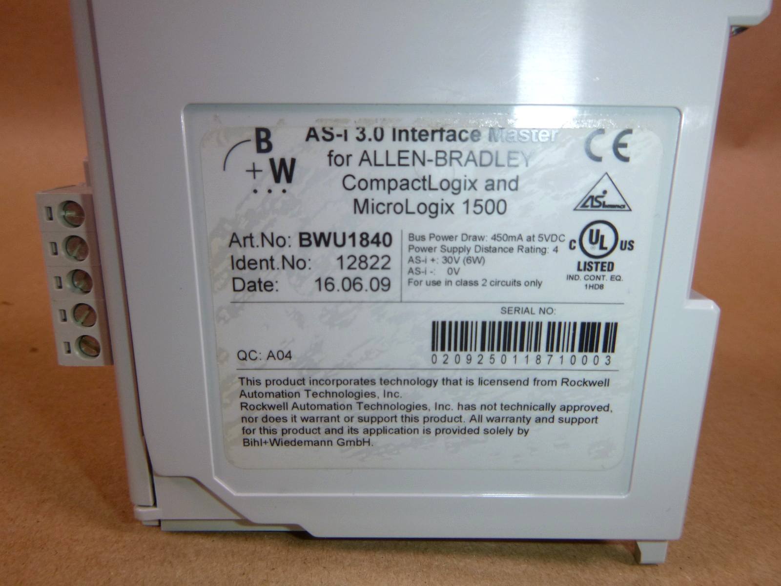 U71003 AS-Interface Backplane Master For Allen Bradley 1769 &amp; Micrologix 1500