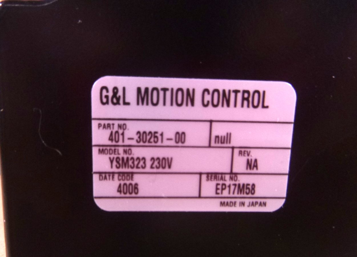 YSM323 230V G &amp; L Motion Control Servo Motor 401-30251-00 Encoder &amp; Power Cable | Industrial Electric Motors, Pumps &amp; Parts