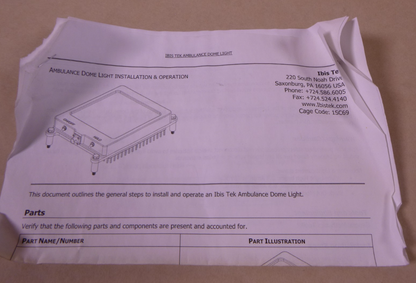Ibis Tek 2214-100-001 Humvee Ambulance Dome Light Lamp , 6220-01-610-3410
