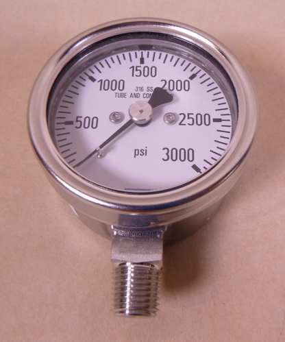 WIKA Pressure Gauge 3000 PSI 1/4" NPT  9240446 , 316SS, 2-1/2"