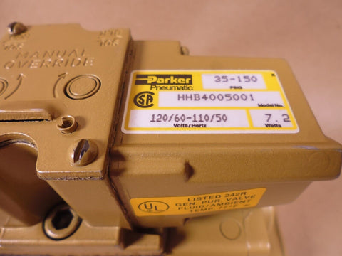 Parker HHB4005001 Pneumatic Solenoid Valve , 35-150PSI , 120/60-110/50 , HHB400