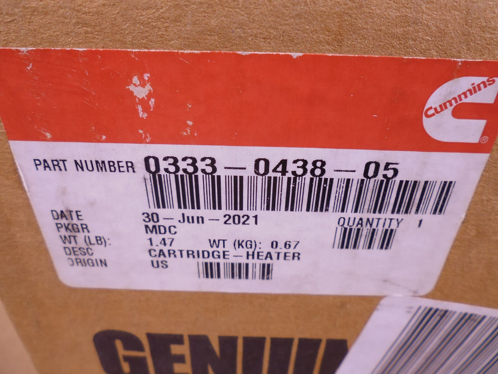 OEM Cummins 333-0438-05 Cartridge 110-125V For Generator Heater DFHA DFHB DFHC | Genuine MEP Generator Replacement Parts and Military Surplus Generator Parts