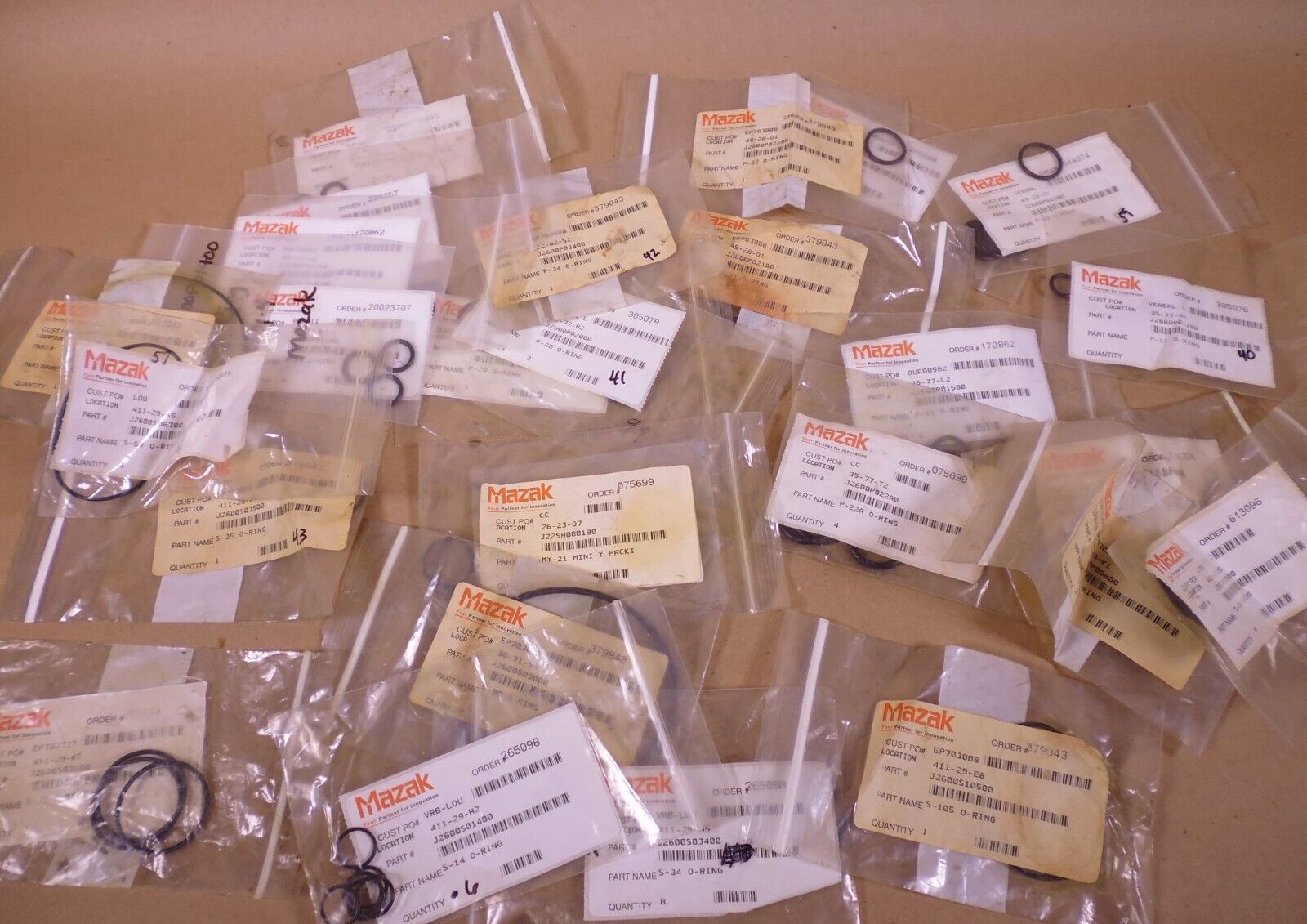HUGE LOT! OEM MAZAK J2600P J2600S J2600H J2600G O-RING SET P-20 P-21 P-22 | Industrial MRO Replacement Parts, Manufacturing Machine Parts &amp; Components, Heavy Equipment Parts Supplier