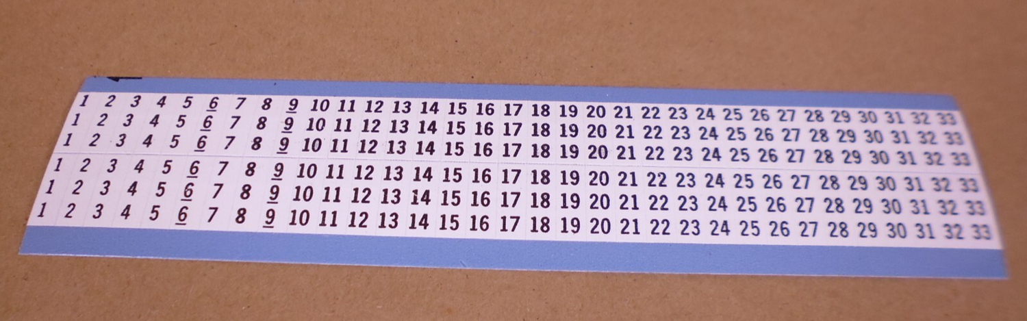 25x Brady WM-1-33-SC-PK Consecutive Numbers Vinyl Cloth Wire Marker Card 1 To 33 | Industrial MRO Replacement Parts, Manufacturing Machine Parts &amp; Components, Heavy Equipment Parts Supplier