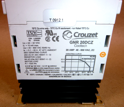 GNR20DCZ Crouzet Solid State Relay 20 Amp 48-600 Vac