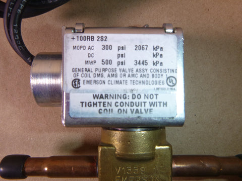 100RB 2S2 Emerson Refrigerant Solenoid Valve 1/4" With 120 Volt Coil