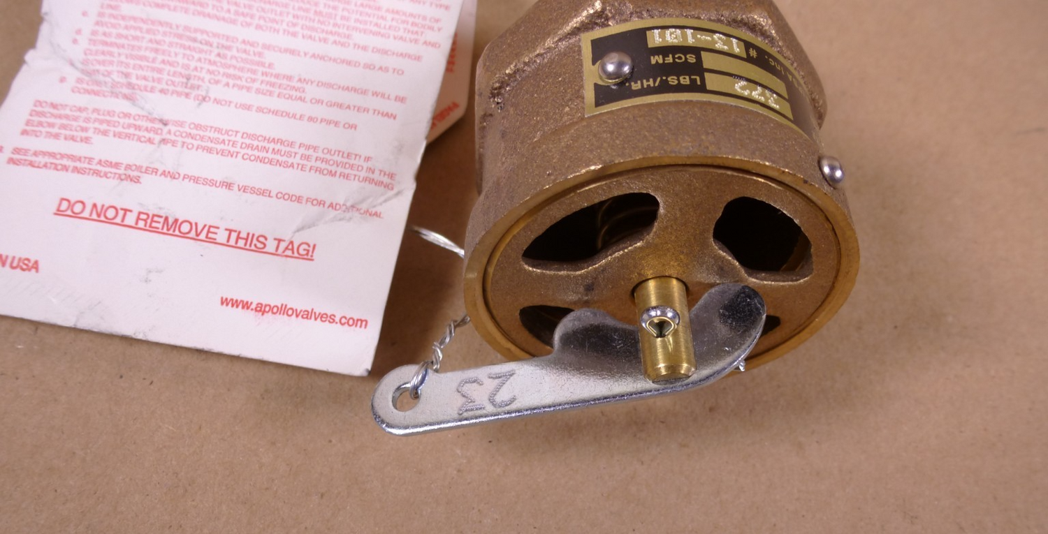13-101 Apollo Low Pressure Brass Steam Safety Valve 3/4" MNPT 10 Psi 372 Lbs/Hr | Industrial MRO Replacement Parts, Manufacturing Machine Parts &amp; Components, Heavy Equipment Parts Supplier