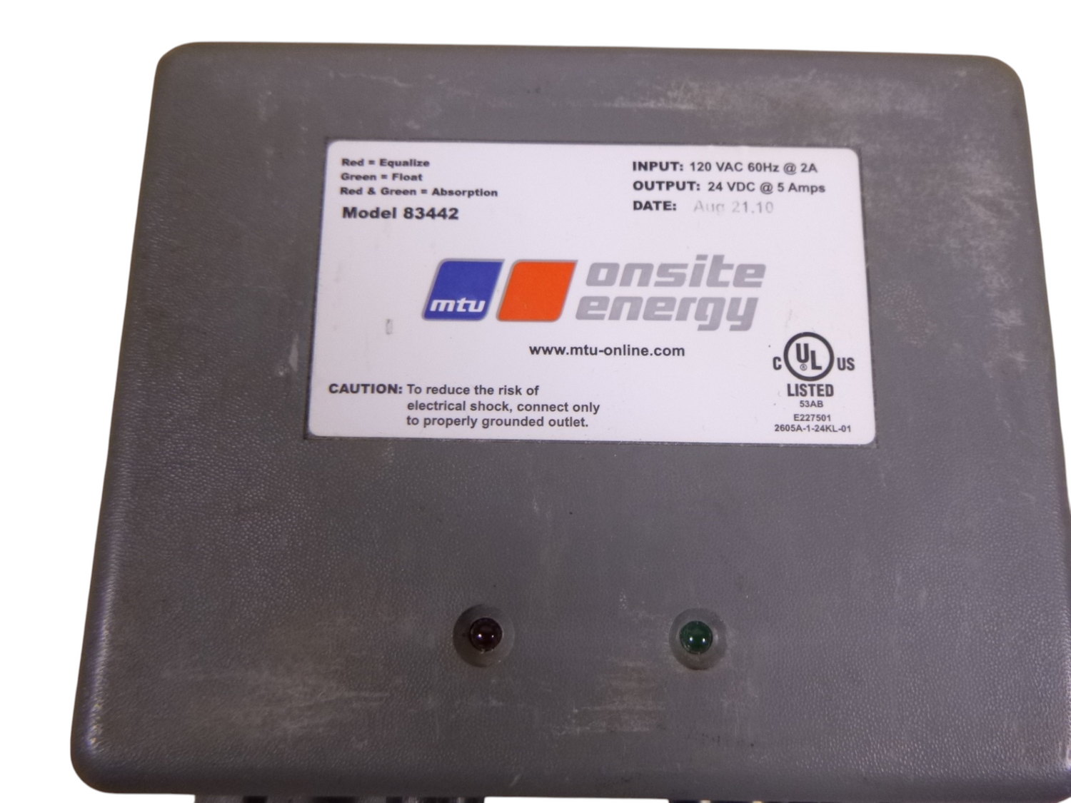 MTU 83442 Onsite Energy Battery Charger , 24VDC @ 5Amp, 120VAC @ 2Amp Genuine