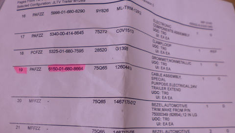 JLTV M1289 Trailer Extend 24V Wiring Harness , 12604419 , 6150-01-680-8664 *UNTESTED* | Replacement Truck Parts, Trailer Accessories, Automobile Supplies, Car Parts & Accessories