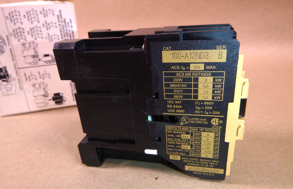 Allen Bradley Contactor 100-A12ND3 Series B, 120 Volt Coil | Electrical MRO Replacement Parts & Components and Commercial Electrical Supplies Company