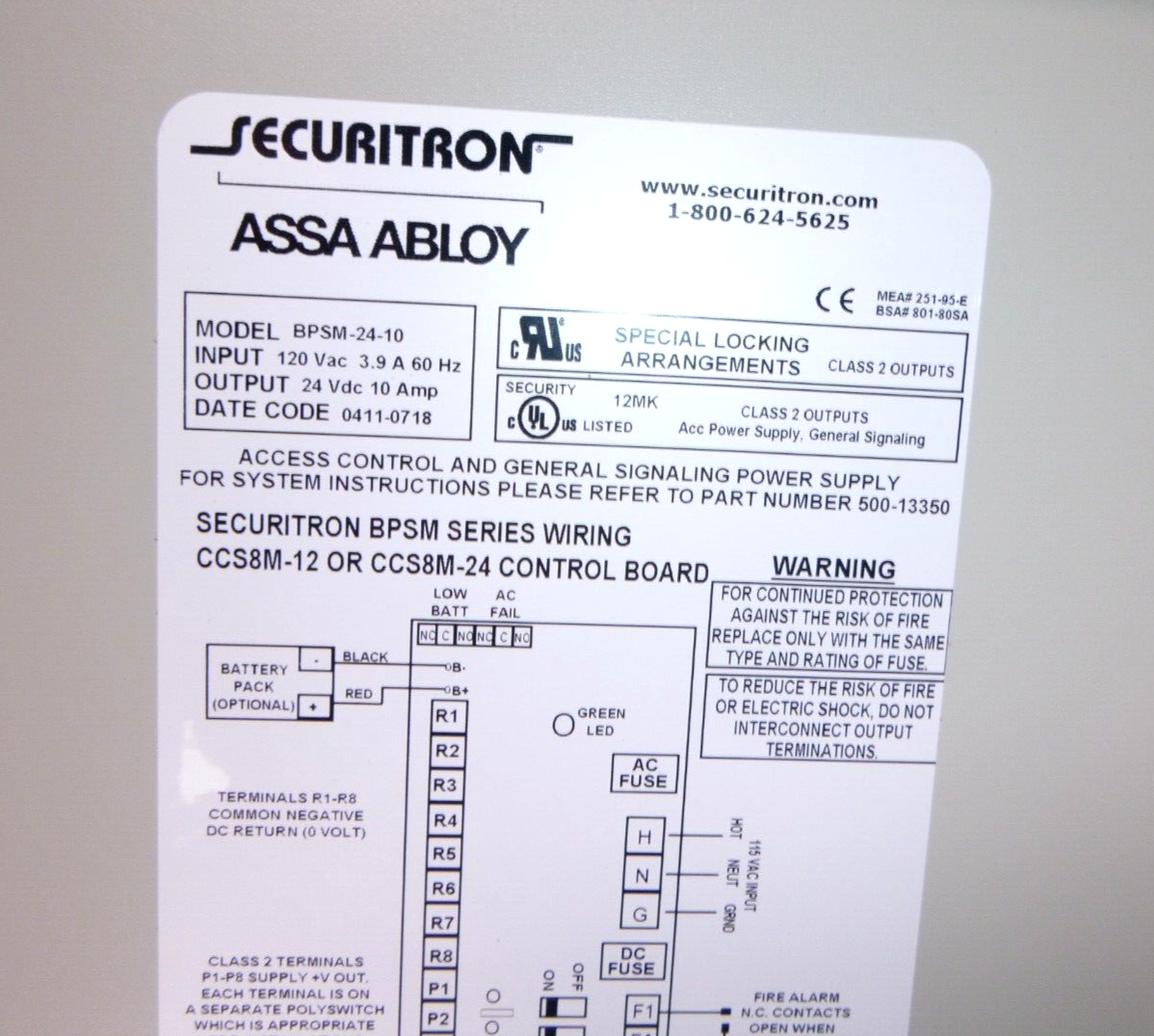 BPSM-24-10 Securitron Self Monitoring Power Supply with Status Monitor | Industrial MRO Replacement Parts, Manufacturing Machine Parts &amp; Components, Heavy Equipment Parts Supplier