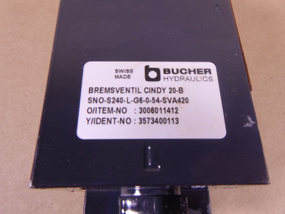 Bucher CINDY 20-B Leak-Free Load-Control Balance Motor Control Valve , Size 20 | Industrial MRO Replacement Parts, Manufacturing Machine Parts &amp; Components, Heavy Equipment Parts Supplier