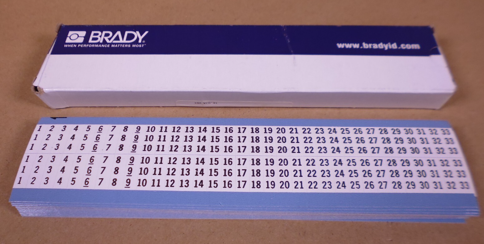 25x Brady WM-1-33-SC-PK Consecutive Numbers Vinyl Cloth Wire Marker Card 1 To 33 | Industrial MRO Replacement Parts, Manufacturing Machine Parts &amp; Components, Heavy Equipment Parts Supplier
