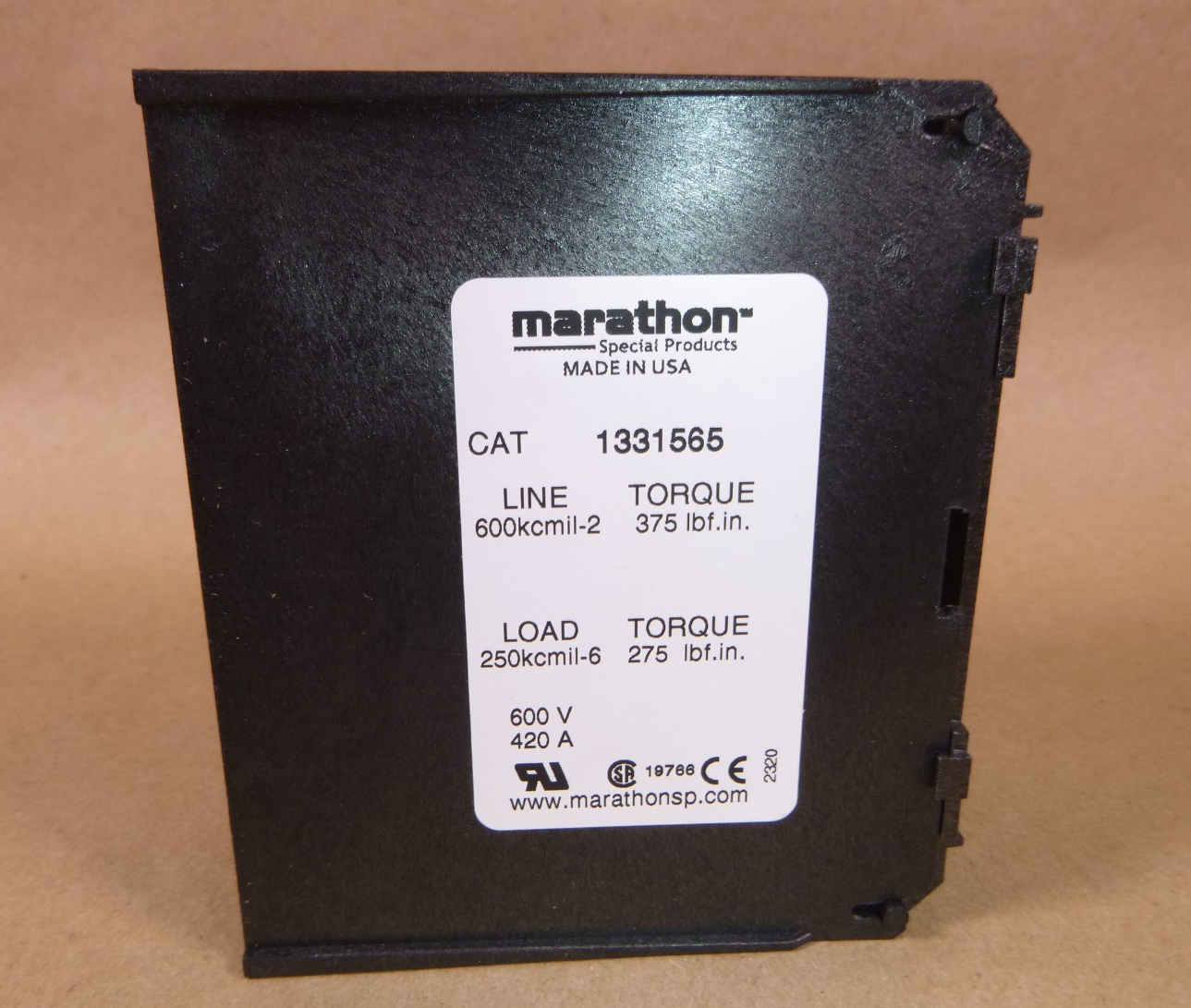 1331565 Marathon Power Distribution Block 1 Pole - 420A - 600V AC/DC *NEW TAKE OFF* | Electrical MRO Replacement Parts &amp; Components and Commercial Electrical Supplies Company