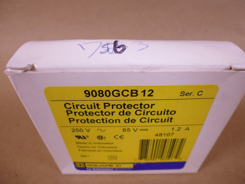 SQUARE D 9080GCB12 Ser. C CIRCUIT PROTECTOR 1.2A 250VAC 65VDC NEW