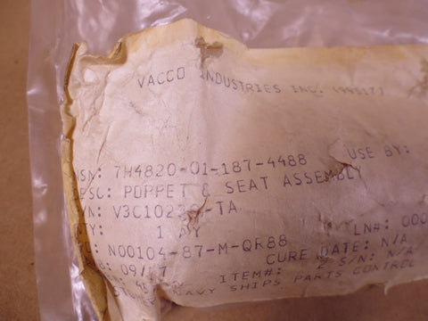 Vacco V3C10230-TA Poppet & Seat Assembly For 5VL , 4820-01-187-4488 | Industrial MRO Replacement Parts, Manufacturing Machine Parts & Components, Heavy Equipment Parts Supplier