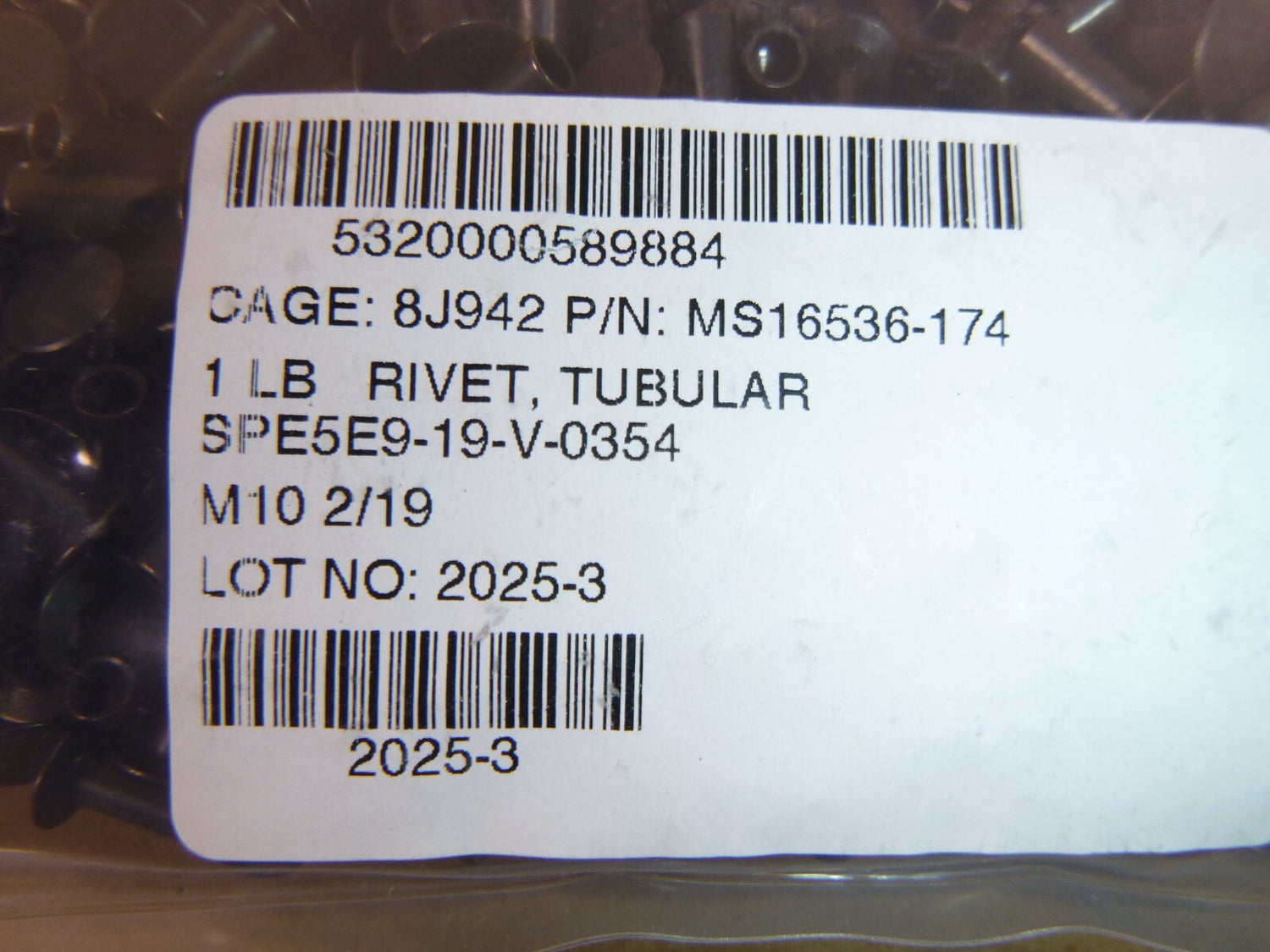 MS16536-174 Brass Tubular Rivets 3/16" Shank x 7/16" Long Black Oxide (1 Lb) | Industrial Replacement Nuts &amp; Bolts Distributor and Machinery Screws &amp; Fasteners Supply