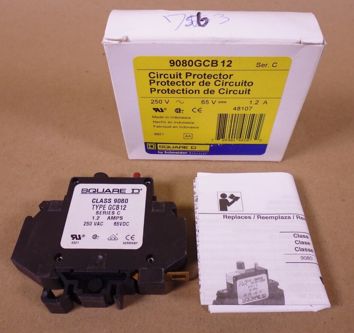 SQUARE D 9080GCB12 Ser. C CIRCUIT PROTECTOR 1.2A 250VAC 65VDC NEW | Electrical MRO Replacement Parts &amp; Components and Commercial Electrical Supplies Company