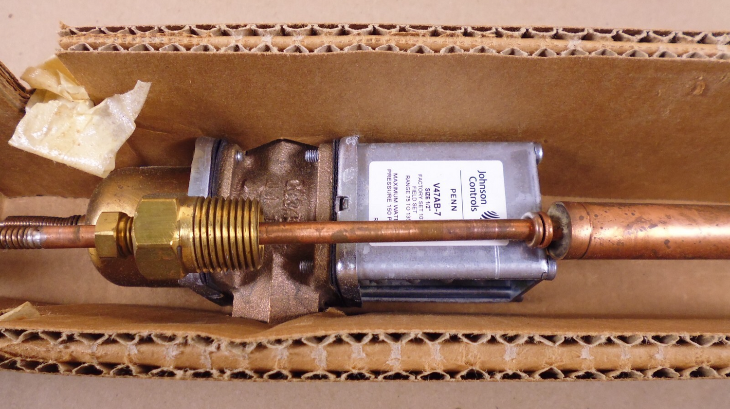 Johnson Controls V47AB-7C 1/2" Water Regulating Valve , 75 to 135 Deg F | Industrial MRO Replacement Parts, Manufacturing Machine Parts &amp; Components, Heavy Equipment Parts Supplier