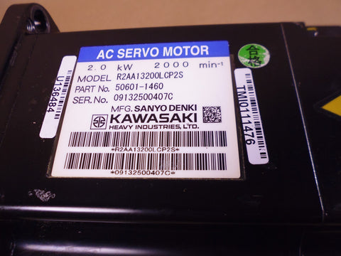 Kawasaki R2AA13200LCP2S ID 50601-1460 AC Servo Motor + PA035-017BC10S ENCODER *UNTESTED* | Industrial Electric Motors, Pumps & Parts