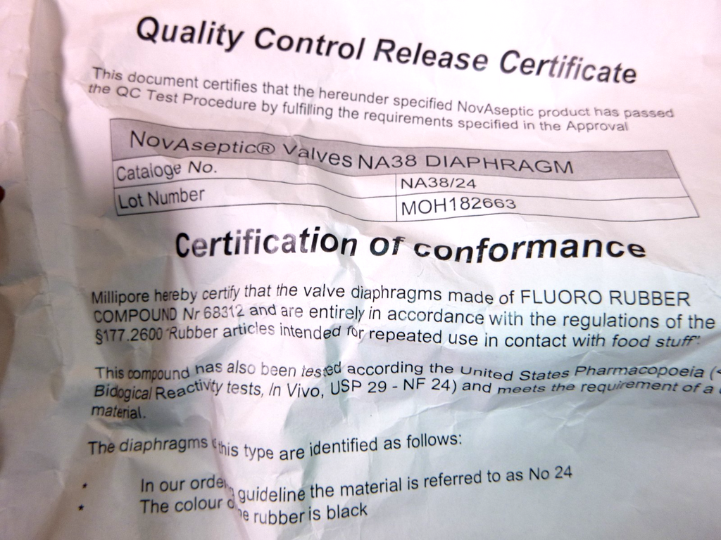 NA38/24 NovAseptic Valve Replacement NA38 Diaphragm W/ Certificate | Industrial MRO Replacement Parts, Manufacturing Machine Parts & Components, Heavy Equipment Parts Supplier