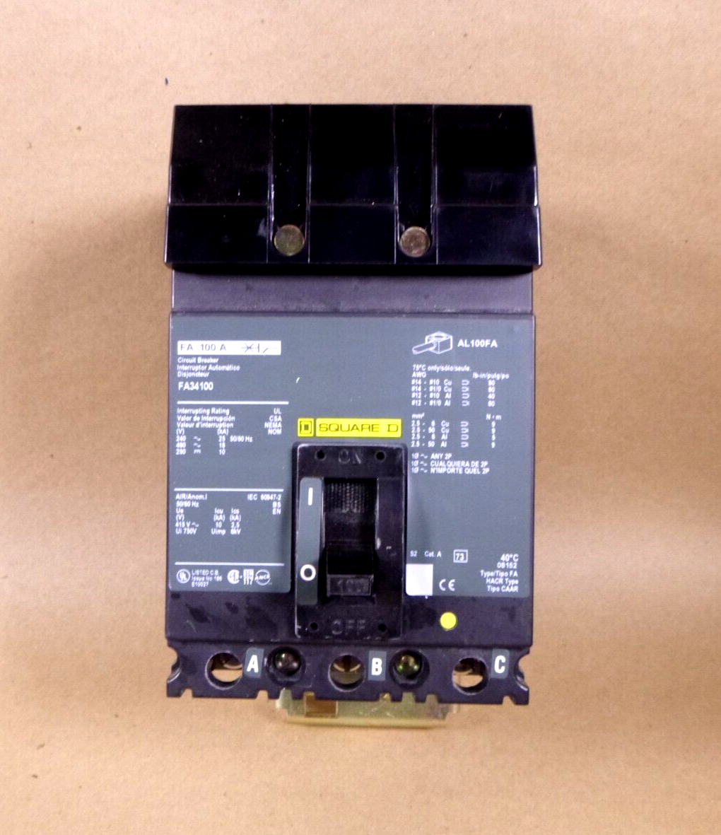 New Square D FA34100, I-Line Plug-In Molded Case Circuit Breaker 100A 3P 480V | Electrical MRO Replacement Parts &amp; Components and Commercial Electrical Supplies Company
