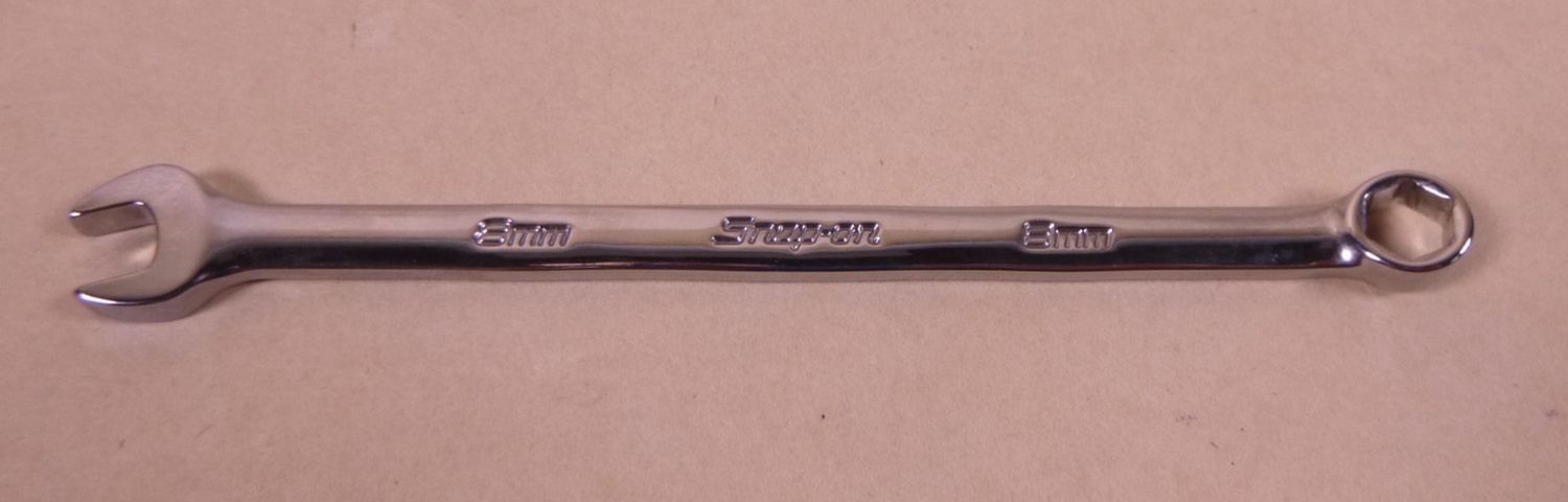 Snap-On 8mm Metric 6-POINT Chrome Combination Wrench OSHM80B Flank Drive