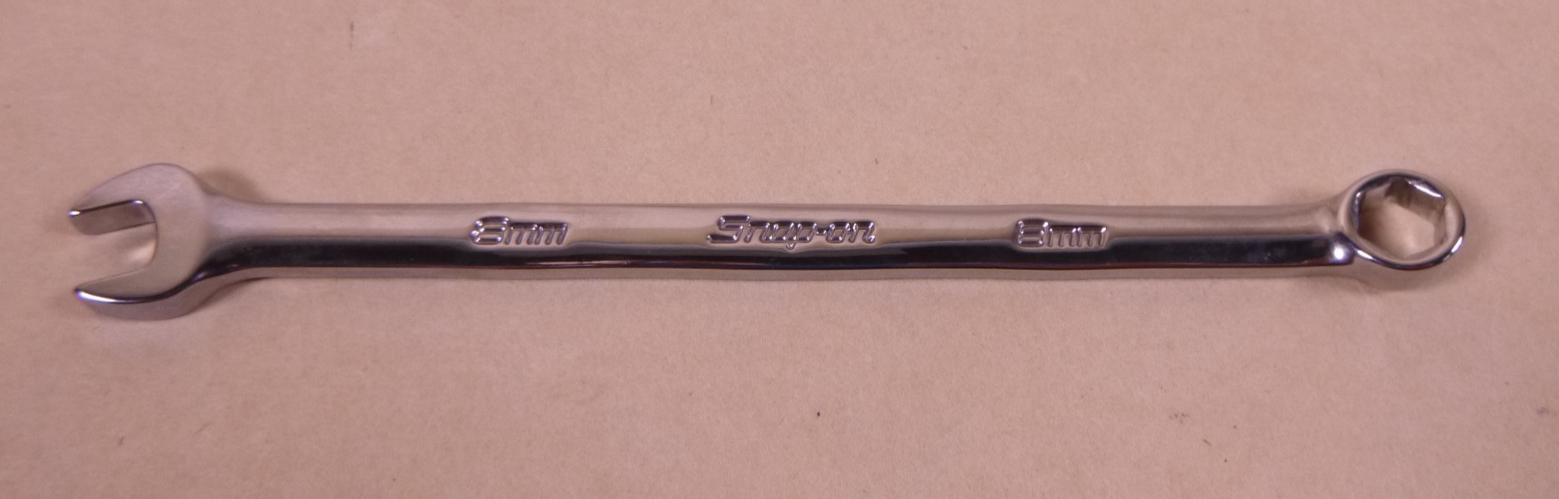 Snap-On 8mm Metric 6-POINT Chrome Combination Wrench OSHM80B Flank Drive