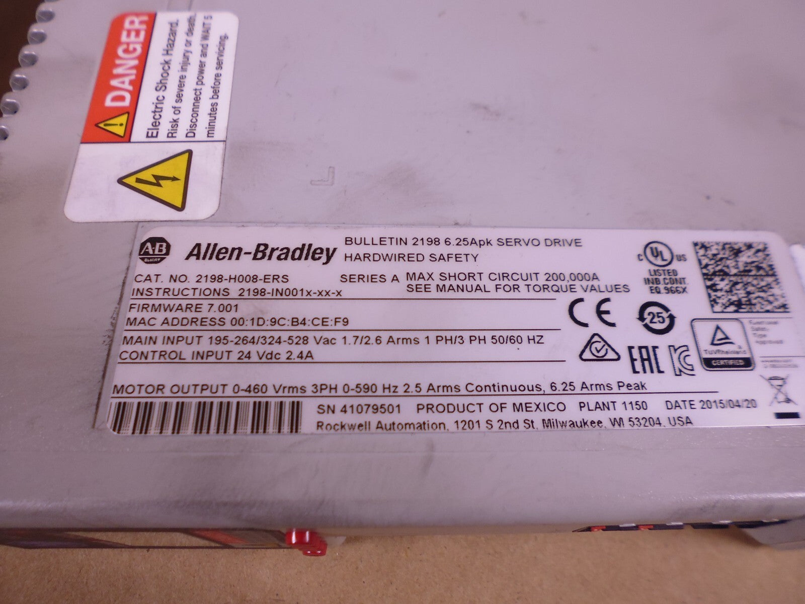 (2x) Allen-Bradley 2198-H008-ERS Kinetix 5500 Servo Drive *UNTESTED* | Electrical MRO Replacement Parts &amp; Components and Commercial Electrical Supplies Company