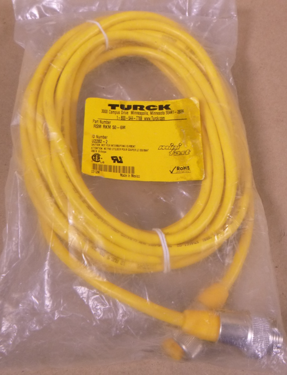 Turck RSM RKM 50-6M Minifast Cordset 5 Pin M/F 7/8" , 6M , U2282-2 | Electrical MRO Replacement Parts &amp; Components and Commercial Electrical Supplies Company
