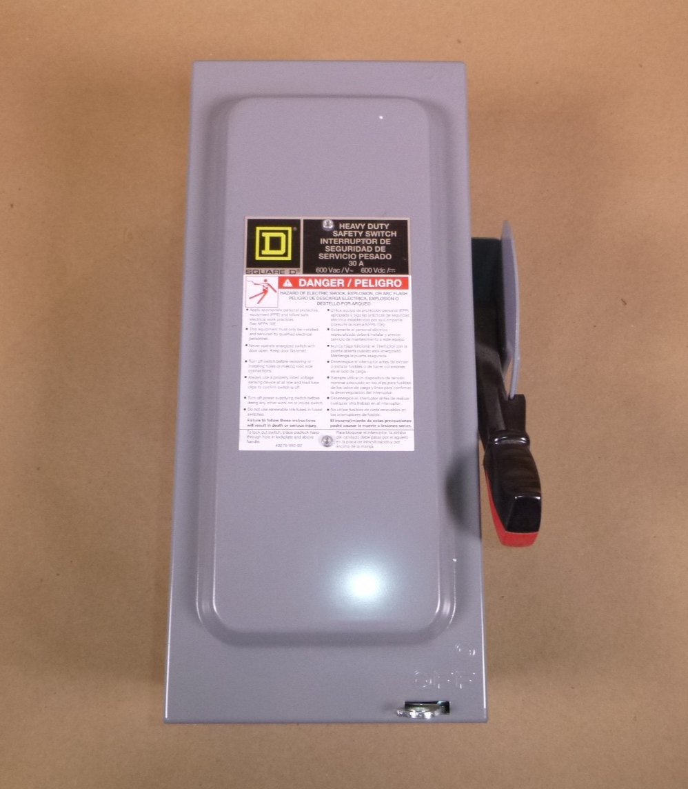 HU361 Square D Safety Switch Disconnect Heavy Duty, Non Fusible, 30A, 3P, 600V | Electrical MRO Replacement Parts &amp; Components and Commercial Electrical Supplies Company