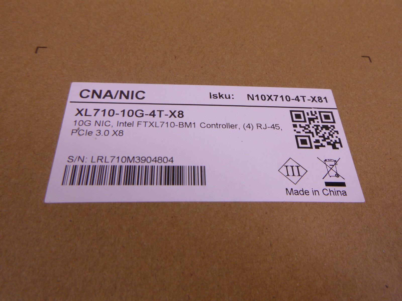 CNA/NIC XL710-10G-4T-X8 10G NIC, Intel FTXL710-BM1 Controller RJ-45 PCle 3.0 X8 | Electrical MRO Replacement Parts &amp; Components and Commercial Electrical Supplies Company